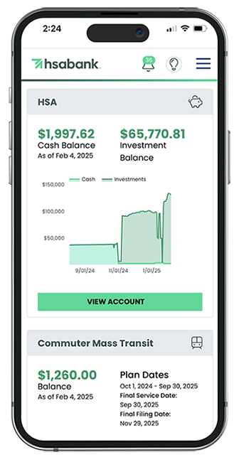 screenshot of HSA Bank mobile app